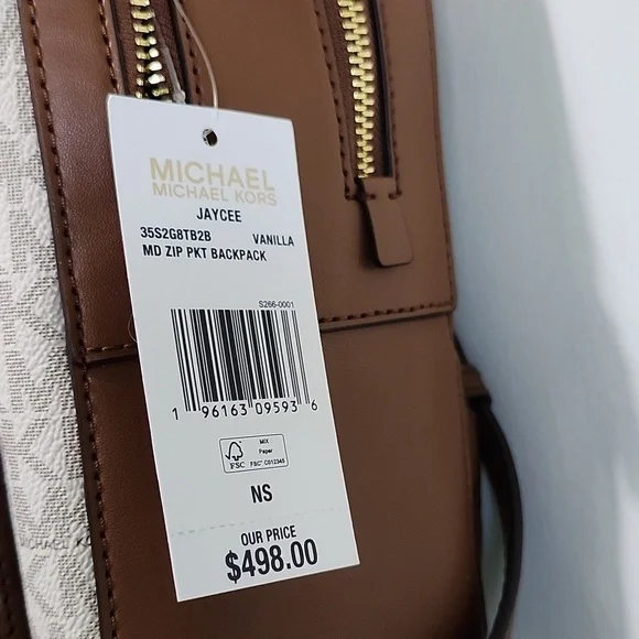 🌷🪻MICHAEL Michael Kors Jaycee Vanilla Zip Pocket Backpack NWT - Picture 2 of 5
